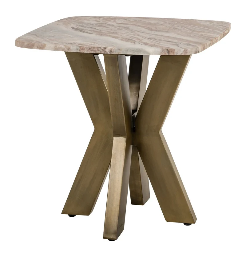 Beistelltisch Bottega Blush beige – Marmorplatte, Gold-Gestell