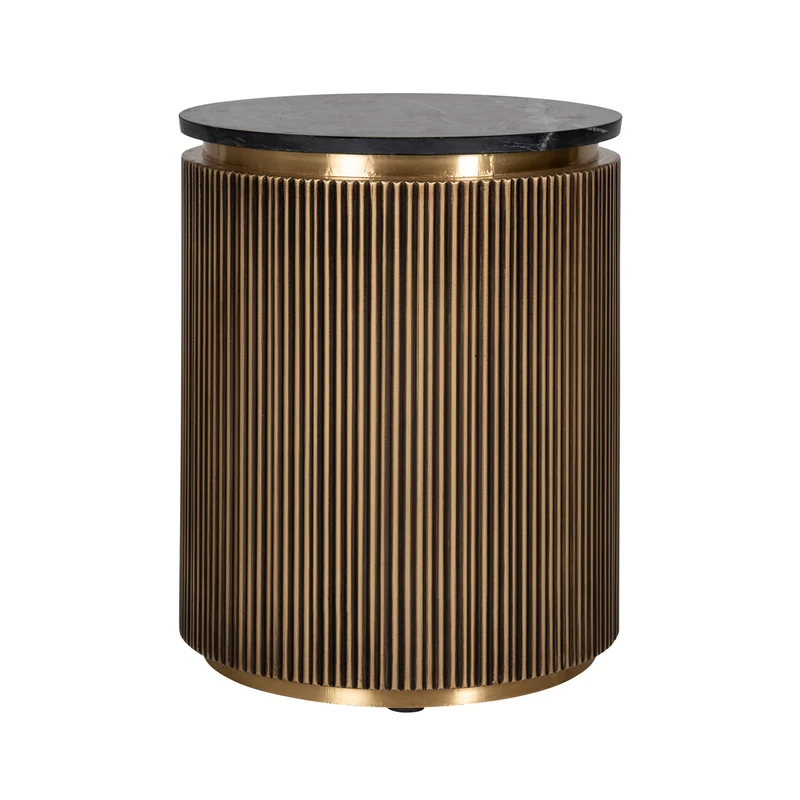 Beistelltisch Ironville gold 50Ø – Mid Century Design mit Marmorplatte