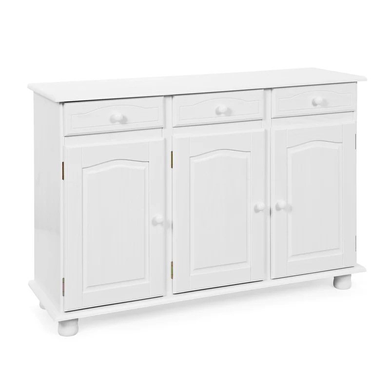 Kommode Anrichte Livio Kiefer Massivholz weiß lackiert, 130 cm