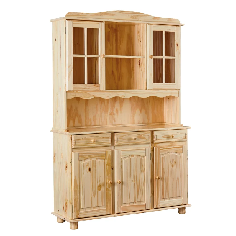 Buffet Vitrine TOSCANA Kiefer Massivholz Küchenbuffet natur lackiert