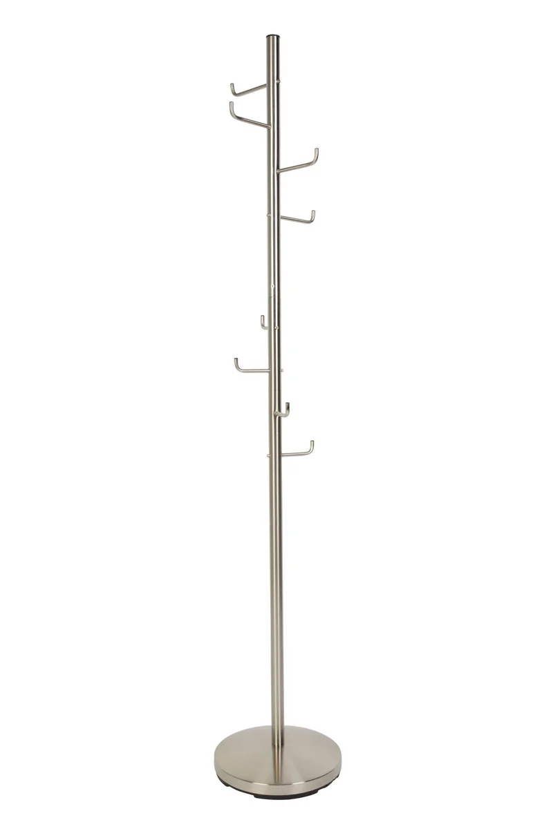 Garderobenständer HOOKED Satin Nickel mit 8 Haken