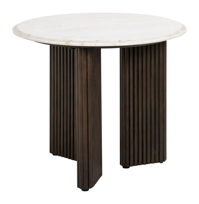 Beistelltisch Mayfield Ø55 cm mit Marmorplatte und Mangoholz-Gestell