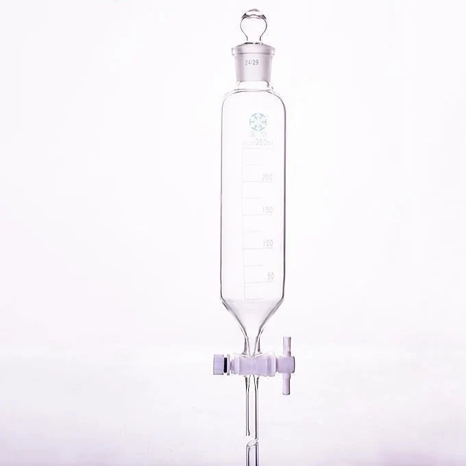 Zylindrisch Scheidetrichter mit PTFE-Hahn, mit Teilung, Kapazität 50 ml bis 1.000 ml
