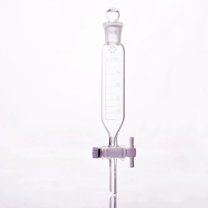 Zylindrisch Scheidetrichter mit PTFE-Hahn, mit Teilung, Kapazität 50 ml bis 1.000 ml
