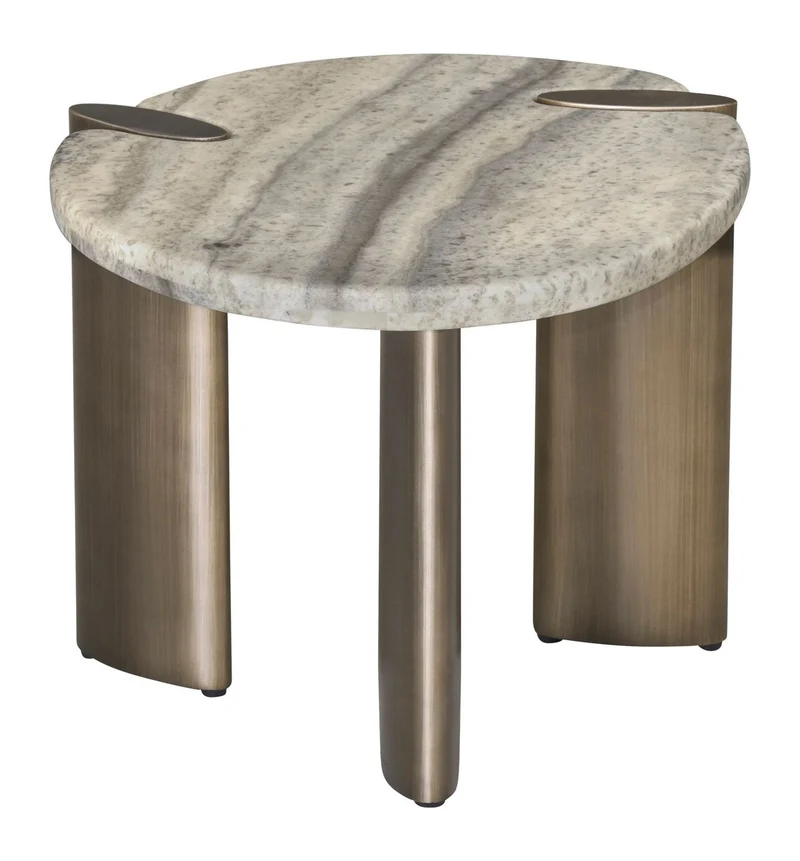Beistelltisch Arcadia grey aus Travertin & Metall – Richmond Interiors
