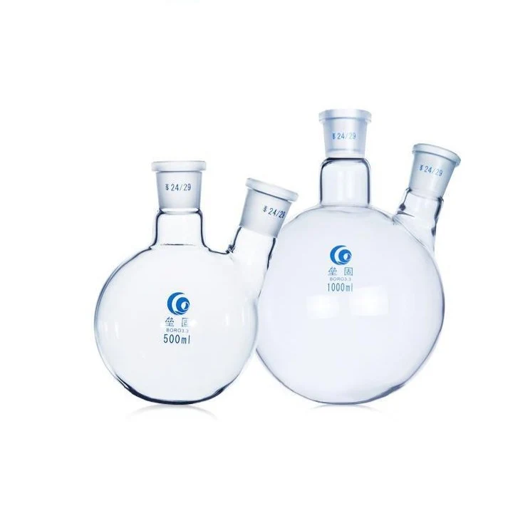 Zweihals Rundkolben, Seitenhälse schräg, 250 ml bis 5.000 ml