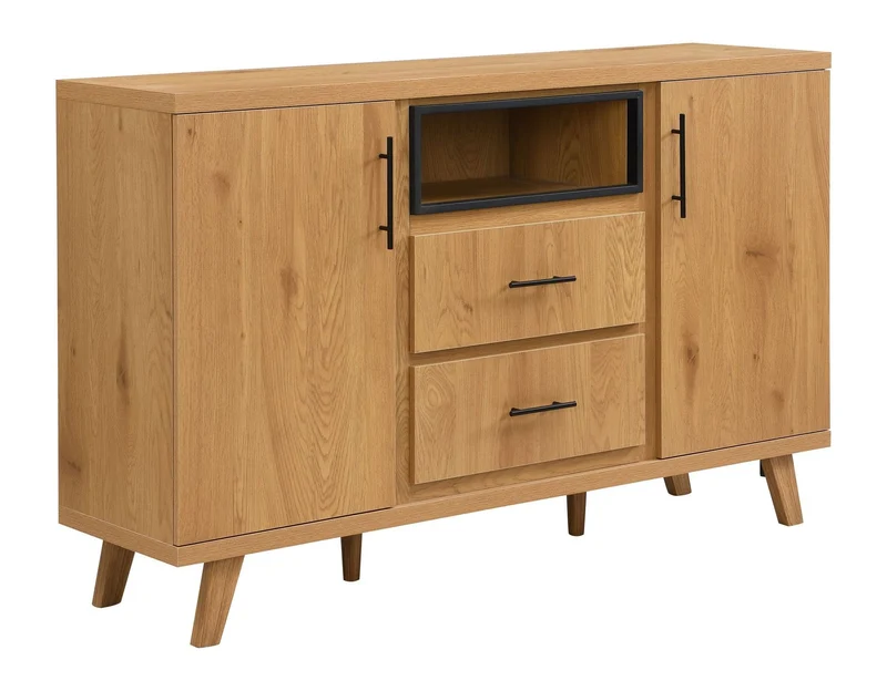 Sideboard Eiche 150 cm, 2 Türen, 2 Schubladen & Regalfach - Wohnling