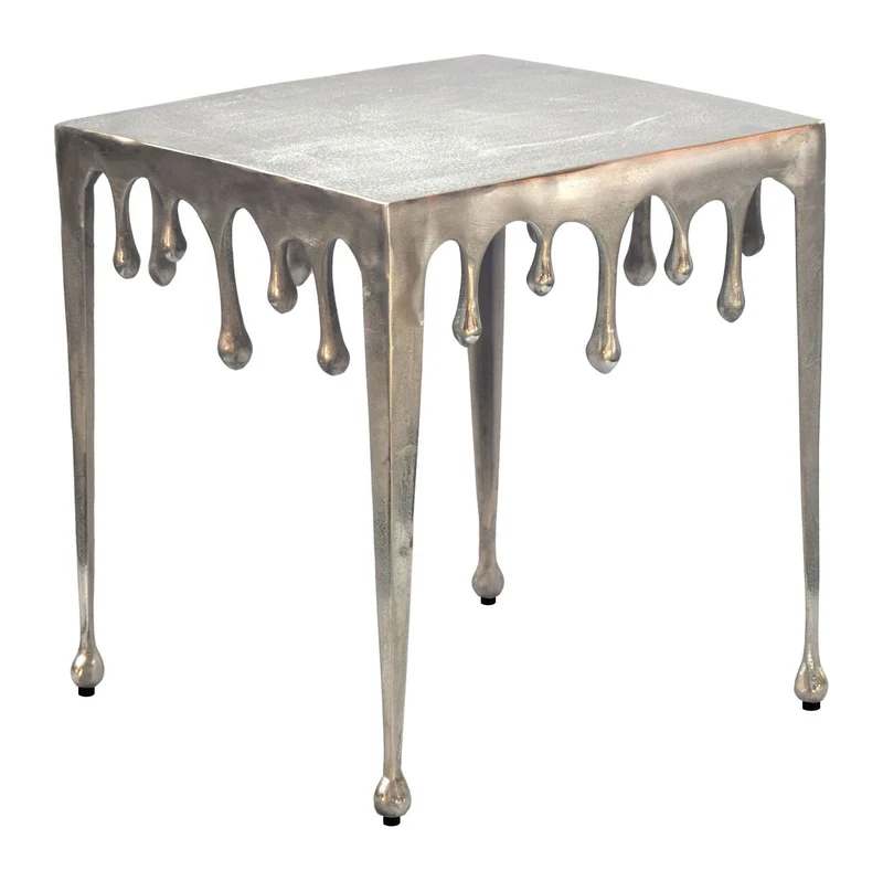 Beistelltisch Drops Silber aus Aluminium von Wohnling, quadratisch