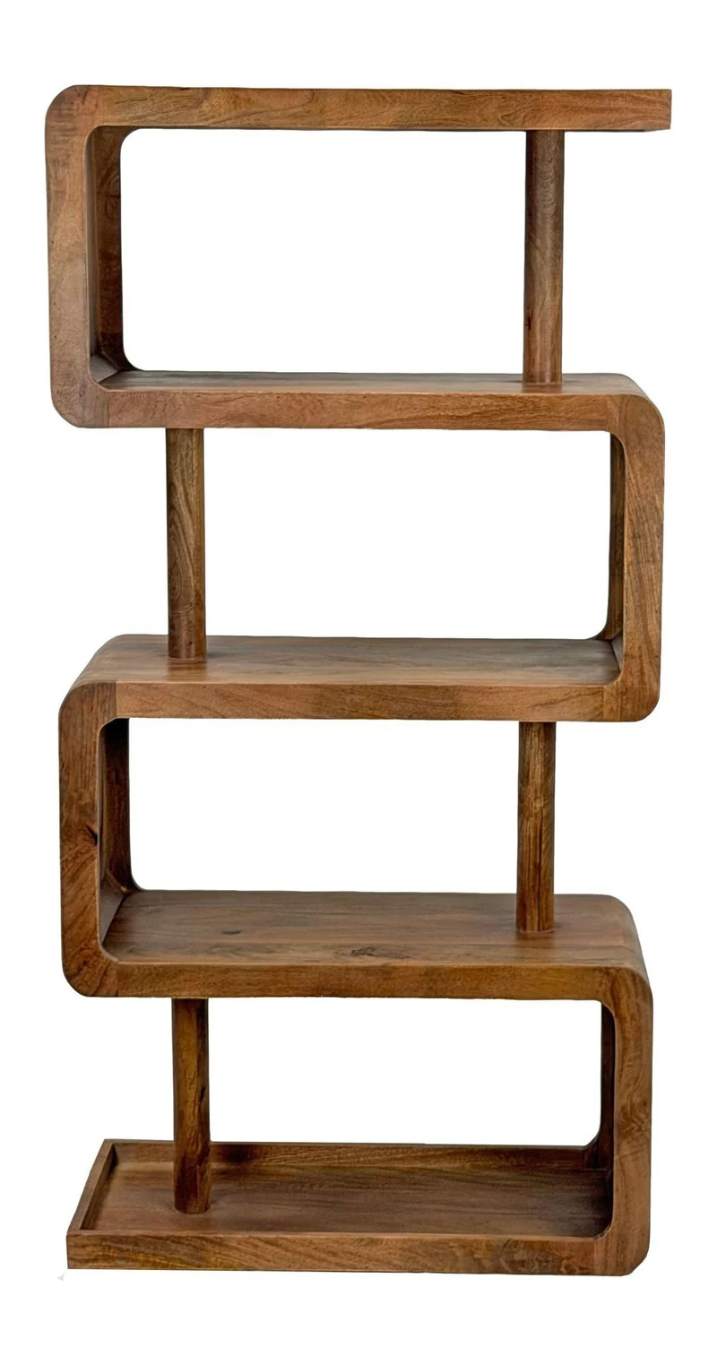 Standregal Mango Massivholz 80x160cm, Raumteiler im Zickzack-Design