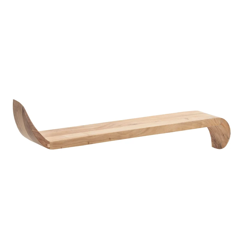 Wandregal Mango Massivholz 80 cm, geschwungene Enden, handgefertigt
