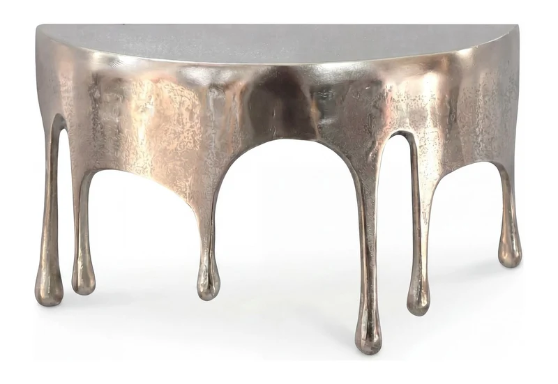 Wandregal Drops 35 cm aus Aluminium in Silber, Tropfenoptik Hängeregal
