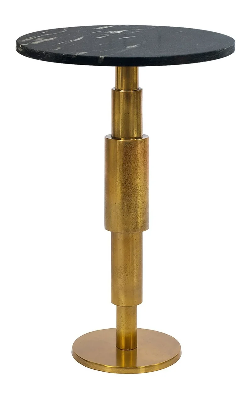 Wohnling Beistelltisch Marmor rund, Schwarz-Gold mit Aluminiumgestell