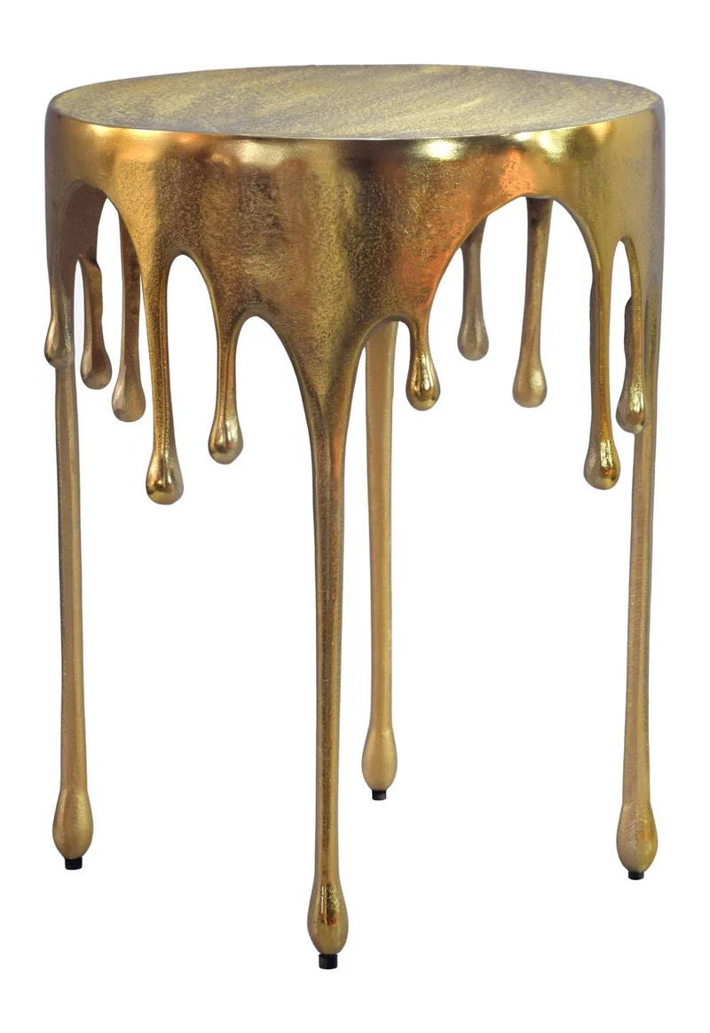 Beistelltisch Gold aus Aluminium mit Tropfen-Design, rund Ø43 cm