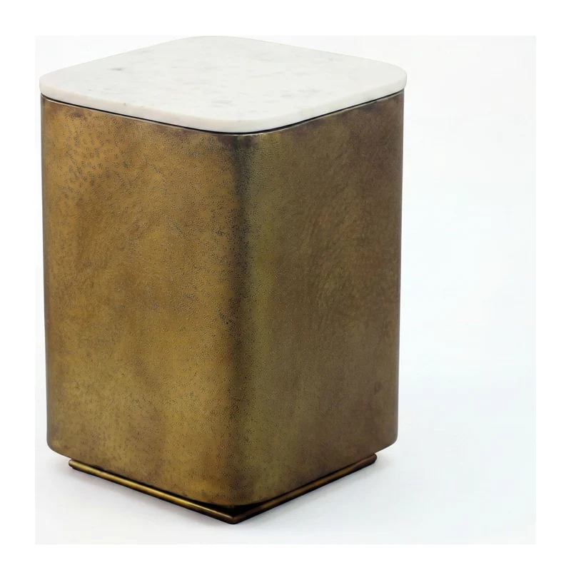 Beistelltisch Marmor Weiß mit Goldgestell 33x33 cm von Wohnling