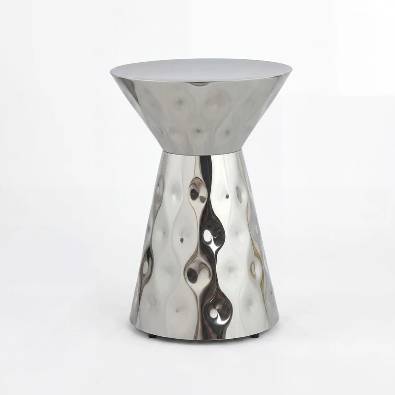 Beistelltisch Alu Rund Silber 36 cm - Handmade Loungetisch
