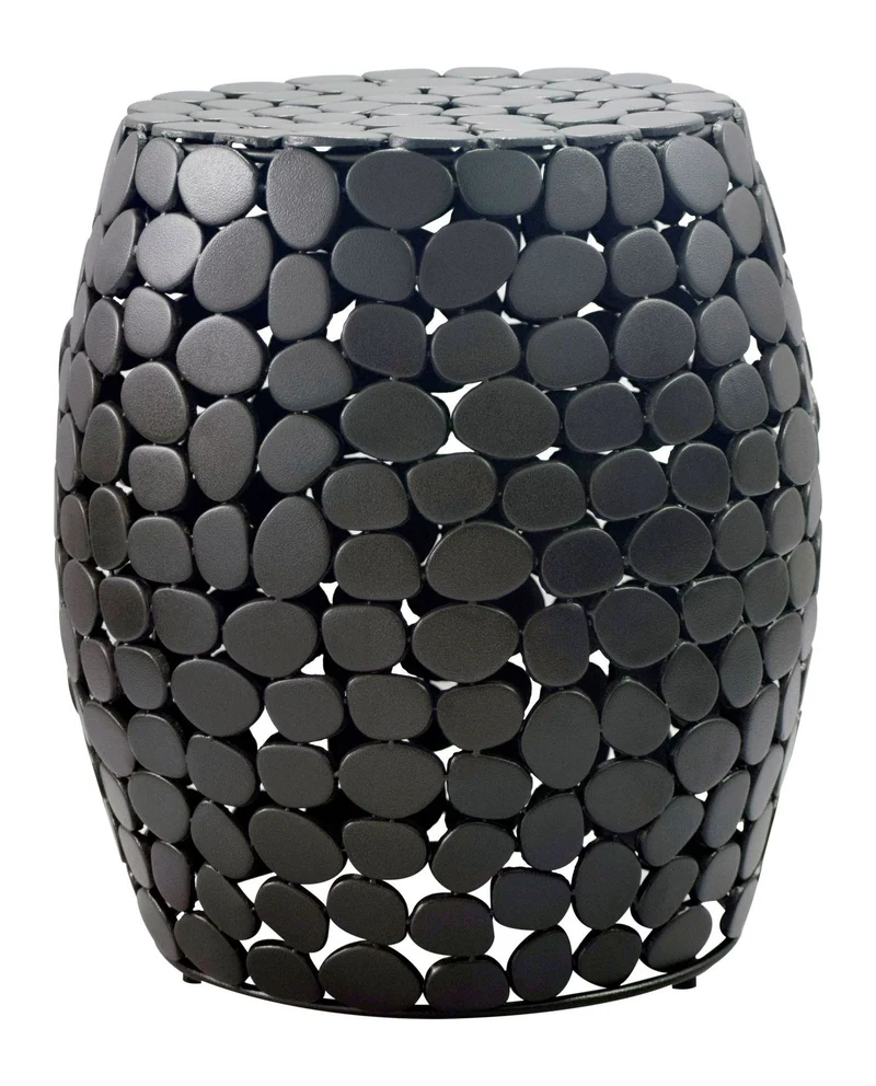 Beistelltisch Alu rund 40cm Schwarz mit Anti-Rutsch-Noppen, Handmade