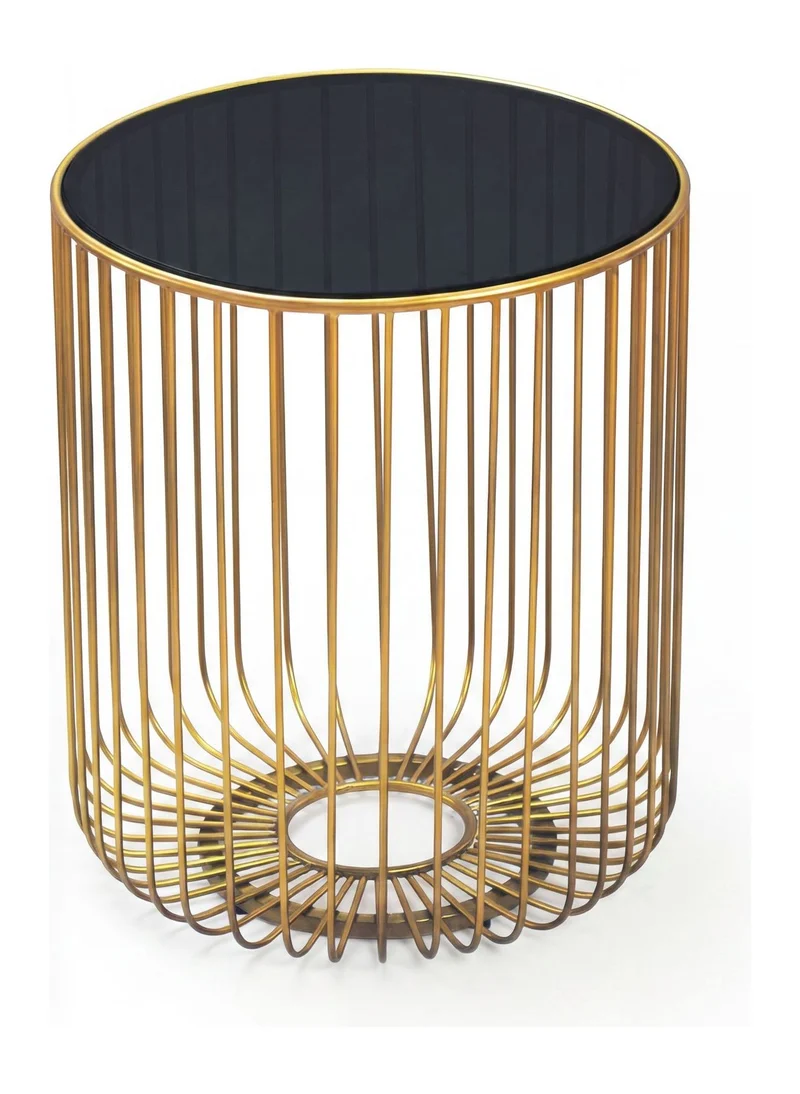 Beistelltisch Gold Rund: Filigrane Glas-Metall-Gitteroptik