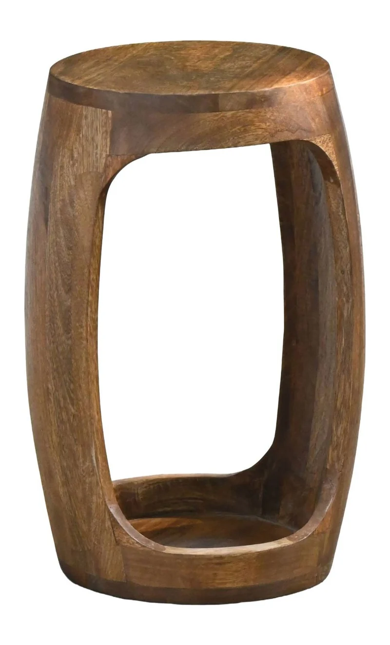 Beistelltisch Mango Massivholz rund 30 cm mit Ablagefach von Wohnling