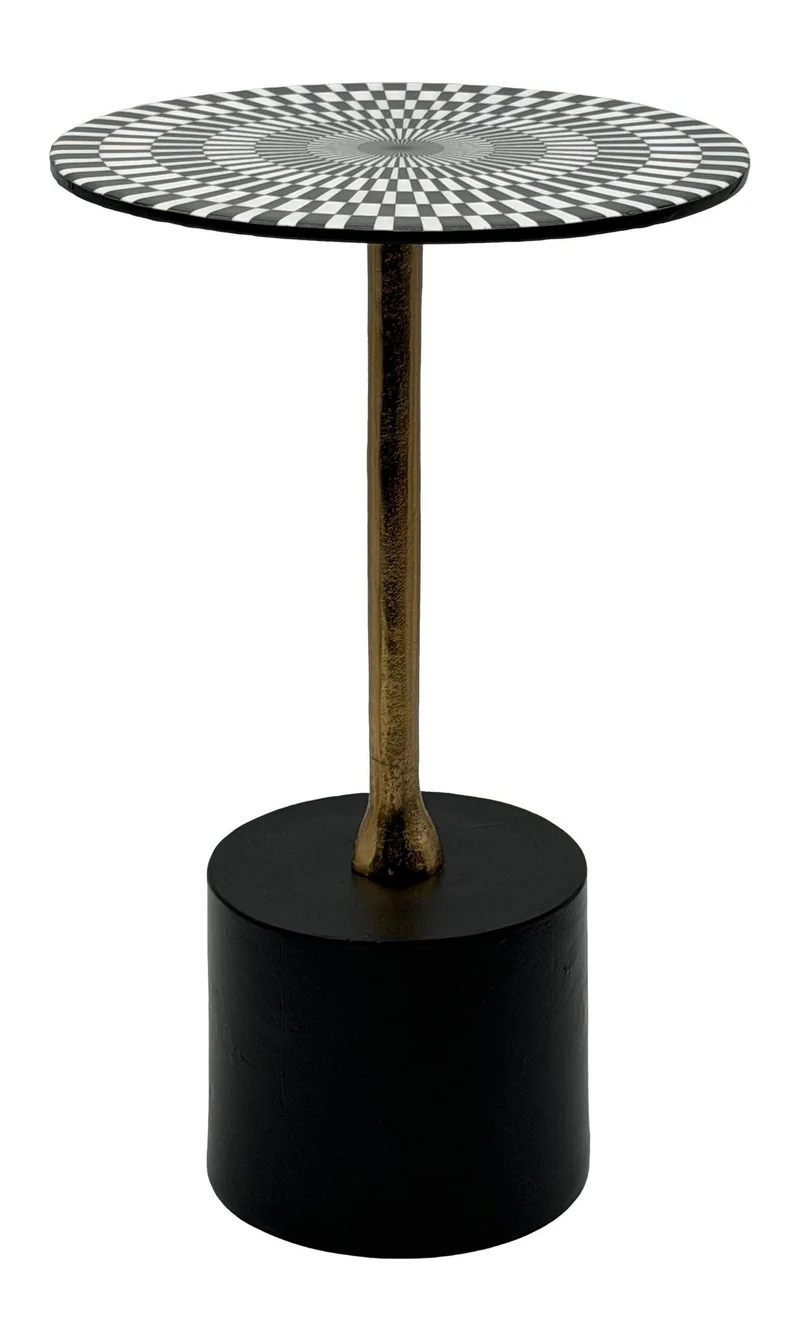 Beistelltisch Op-Art 49cm, Aluminium mit Emaille-Platte, handgefertigt