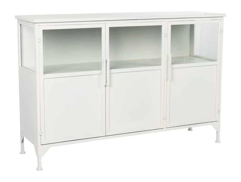 Schrank Miya Low 3do aus Metall in Weiß im Industrial-Design