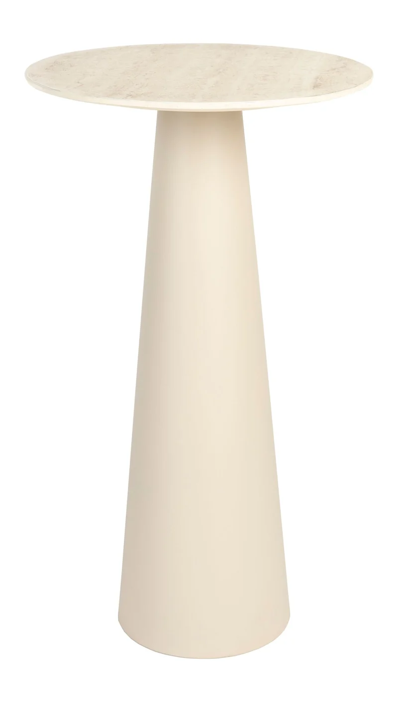 Beistelltisch Joya High mit Keramik-Platte in Travertin-Optik, Beige