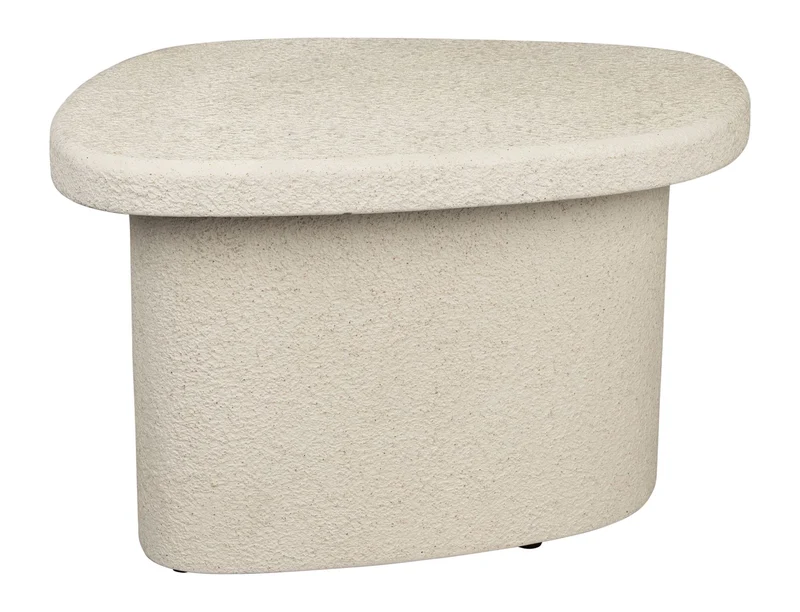 Beistelltisch Veda Low aus recyceltem Marmor in Beige, Boho-Chic Stil