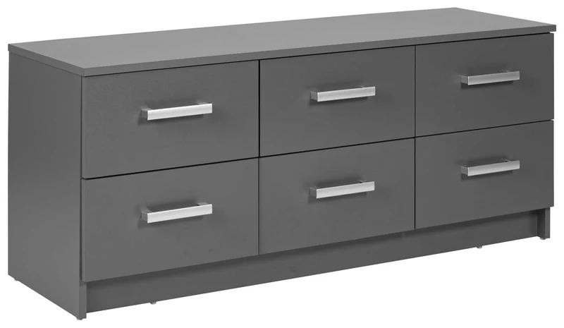 Schubladenkommode Lowboard ELENZIO 6 Graphit Grau mit 6 Schubladen