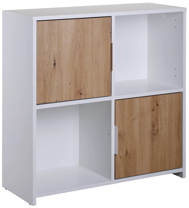 Regal Bücherregal PEPETO 2TW mit 2 Türen Optik: Weiß / Artisan Eiche