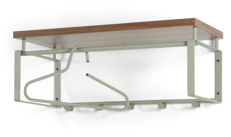 Wandgarderobe REX 3 Dusty Green, Garderobe mit 5 Haken und Hutablage