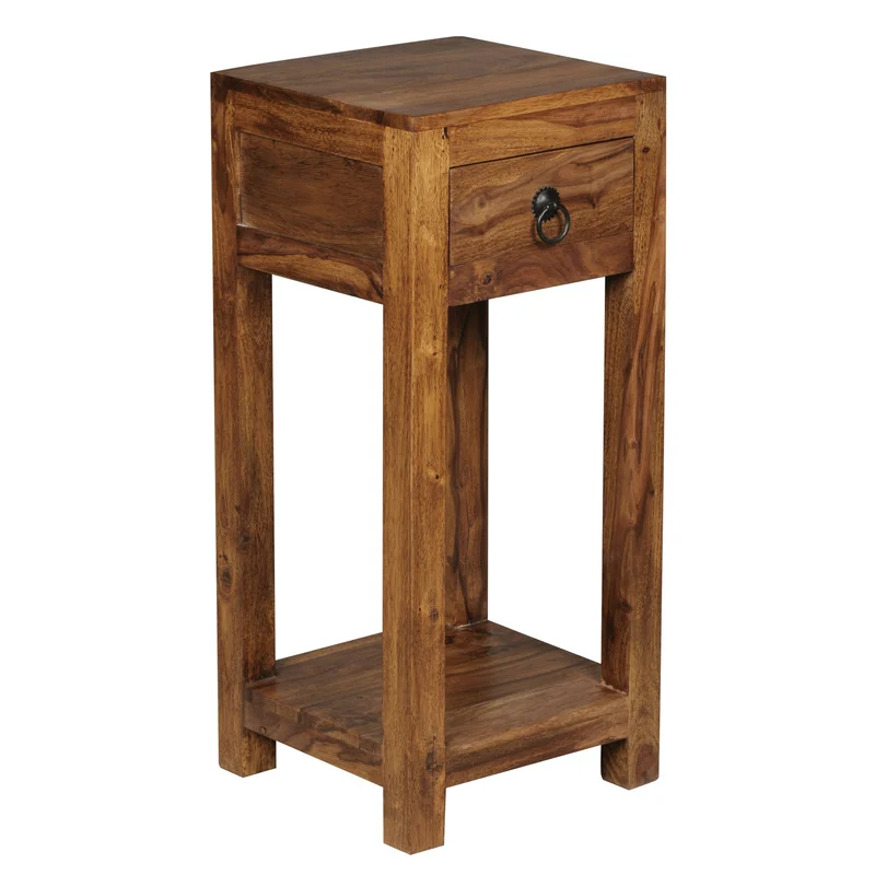 Beistelltisch Mumbai Sheesham 68cm mit Schublade Landhausstil