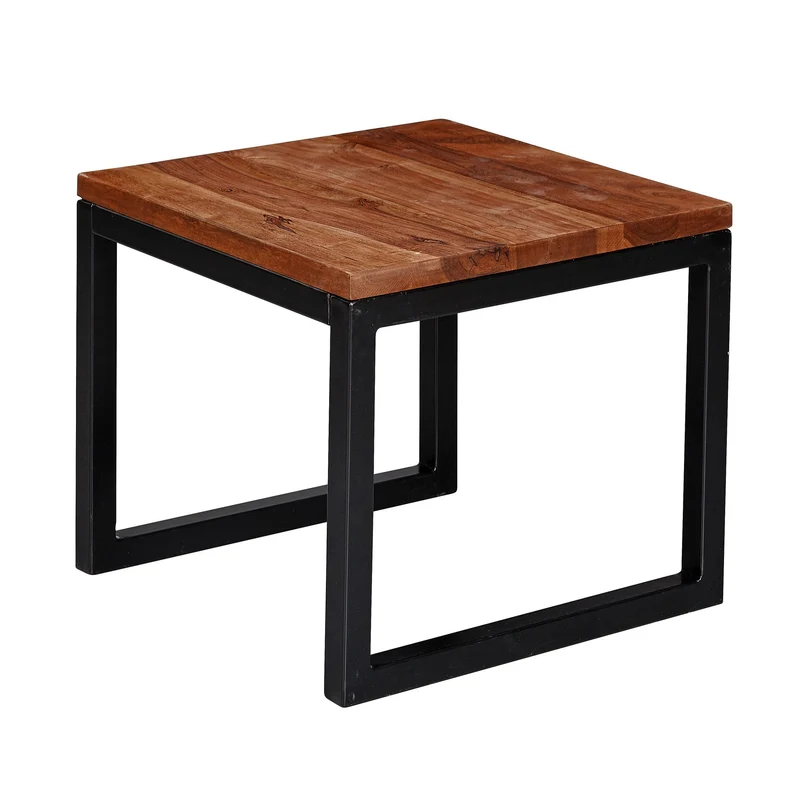 Beistelltisch 45x40x45cm Sheesham Massivholz Metall Industrial Style