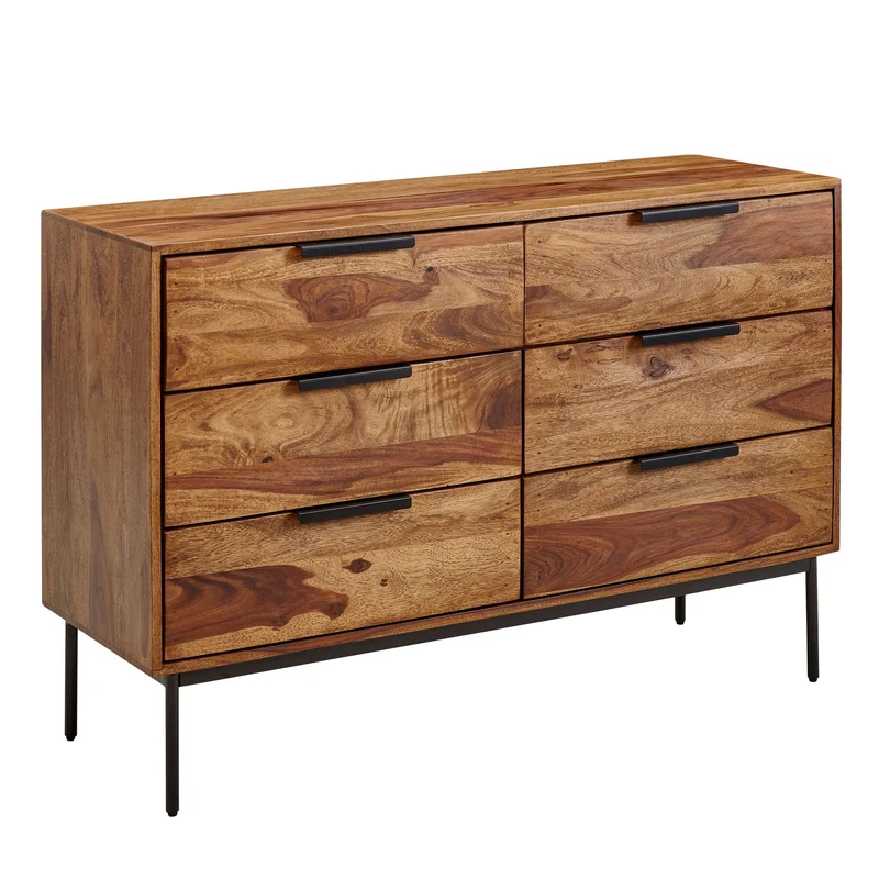 Kommode Sheesham Massivholz Metall Industrial Sideboard 117x80x42 cm