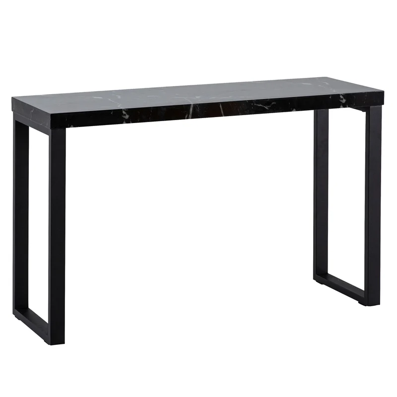 Konsolentisch Marmor-Optik Schwarz Hochglanz 120x40x76cm Metallbeine