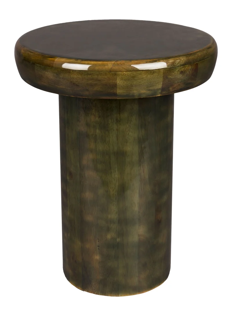 Beistelltisch Mush S aus Mangoholz in Grün mit rundem Design