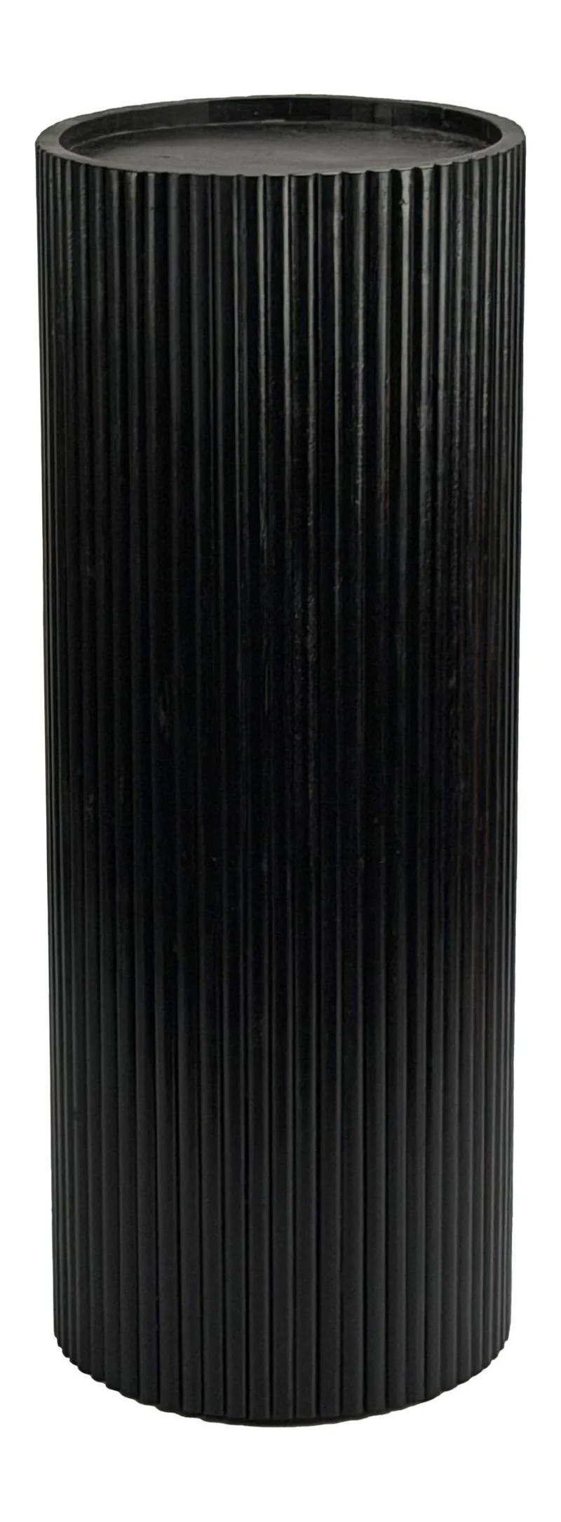 Beistelltisch Dekosäule Akazie Massivholz Schwarz, 80 cm rund