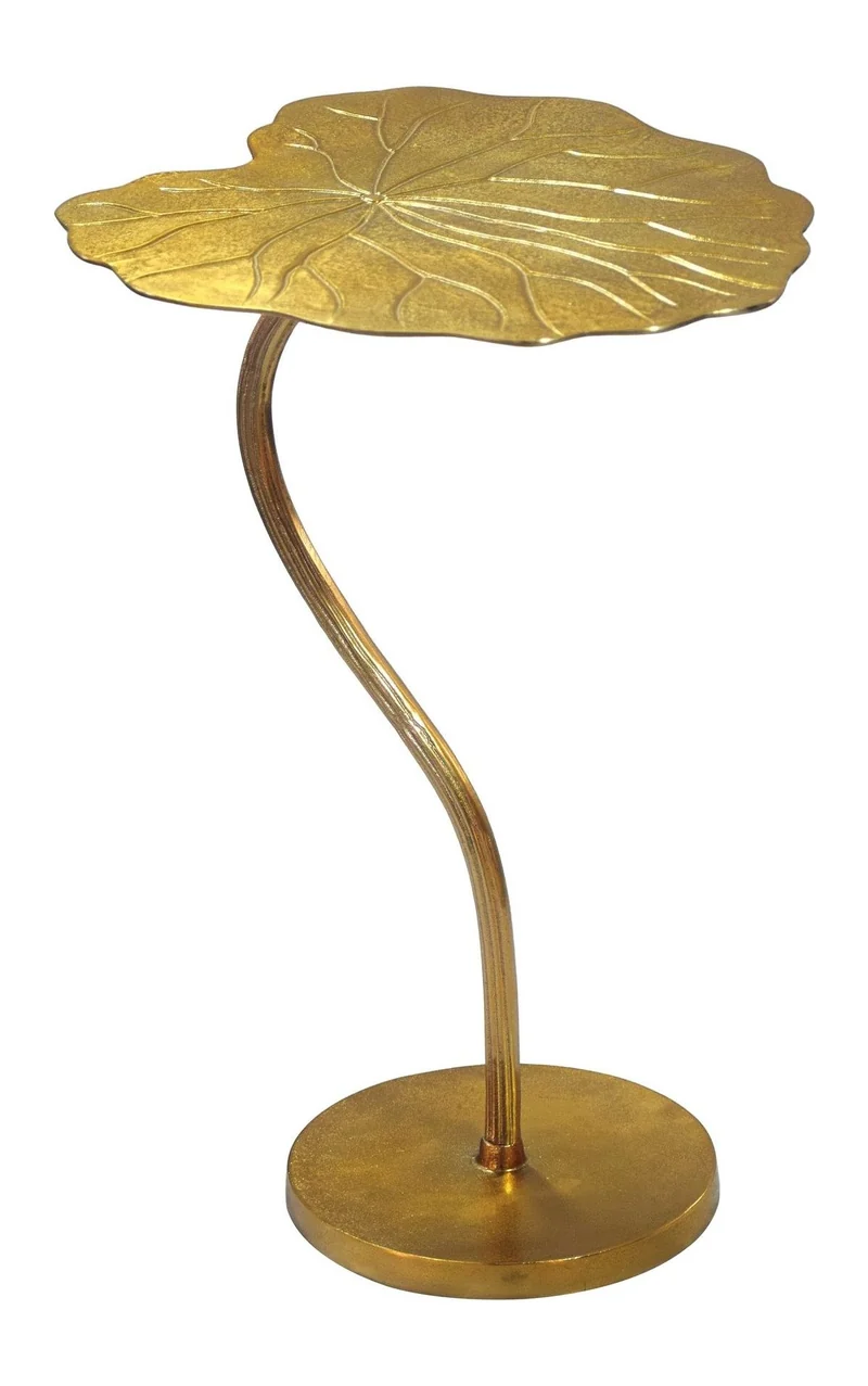 Beistelltisch Blatt-Design Gold 40x38 cm aus Aluminium, Loungetisch