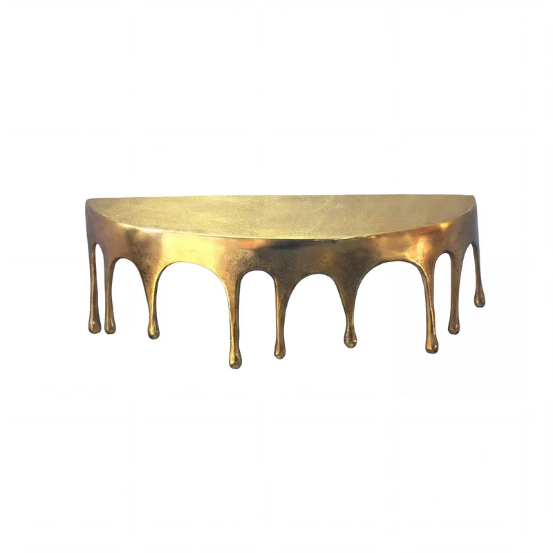 Wandregal Drops 60cm aus Aluminium in Gold, Tropfen-Optik Handmade