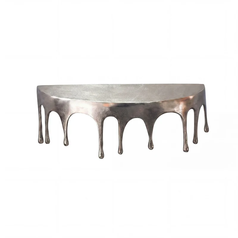 Wandregal Drops 45 cm Aluminium Silber, Design-Hängeregal Handmade