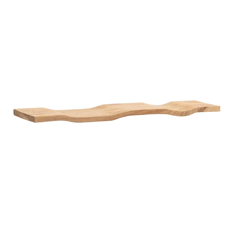 Wandregal Akazie 80 cm, schwebendes Wellenform-Regal aus Massivholz