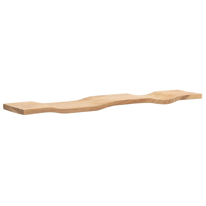 Wandregal Akazie Massivholz 100cm Wellenform, Hängeregal Echtholz