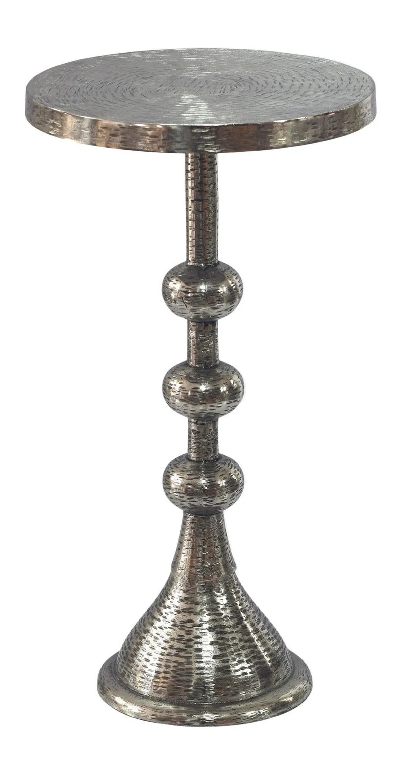 Beistelltisch Aluminium Silber im orientalischen Design, Ø30 cm