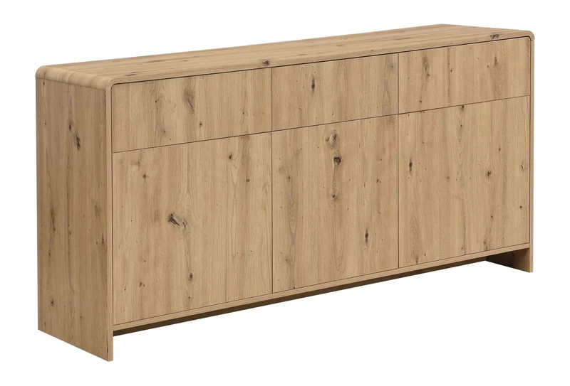 Sideboard Eiche Dekor 155 cm grifflos mit Push-to-Open, Wohnling