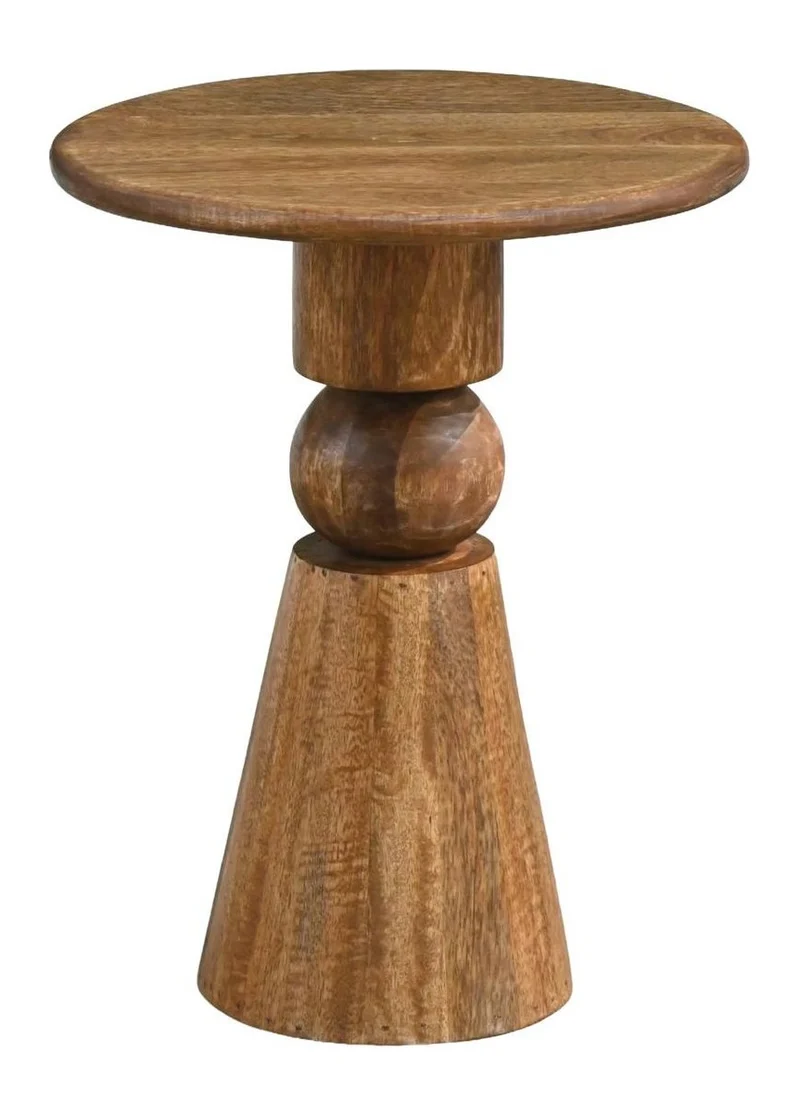 Beistelltisch Mango Massivholz 35 cm, runder Wohnzimmertisch Braun