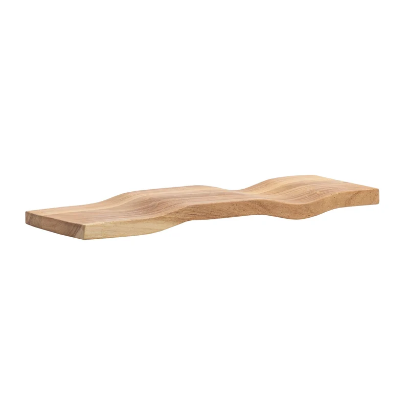 Wandregal Akazie Massivholz 40 cm, schwebendes Design in Wellenform