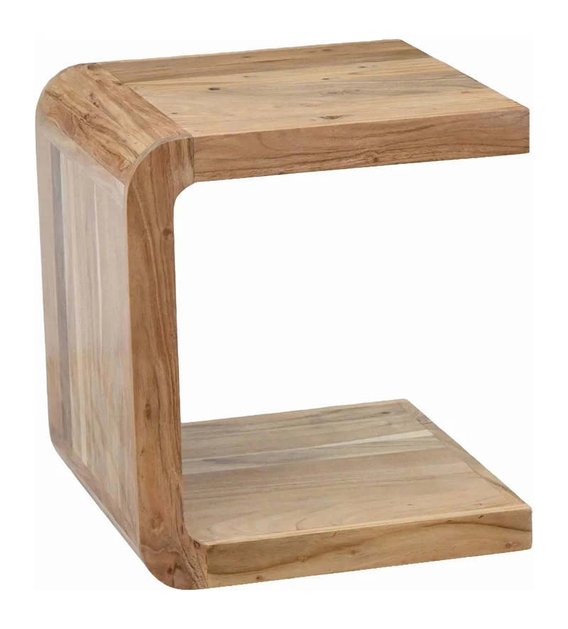 Beistelltisch C-Form Akazie Massivholz, 45x45x45 cm, Wohnzimmer