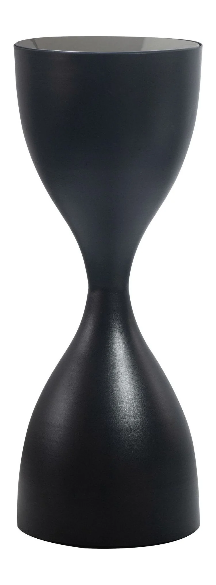 Beistelltisch Schwarz Rund im Sanduhr-Design aus Metall und Glas
