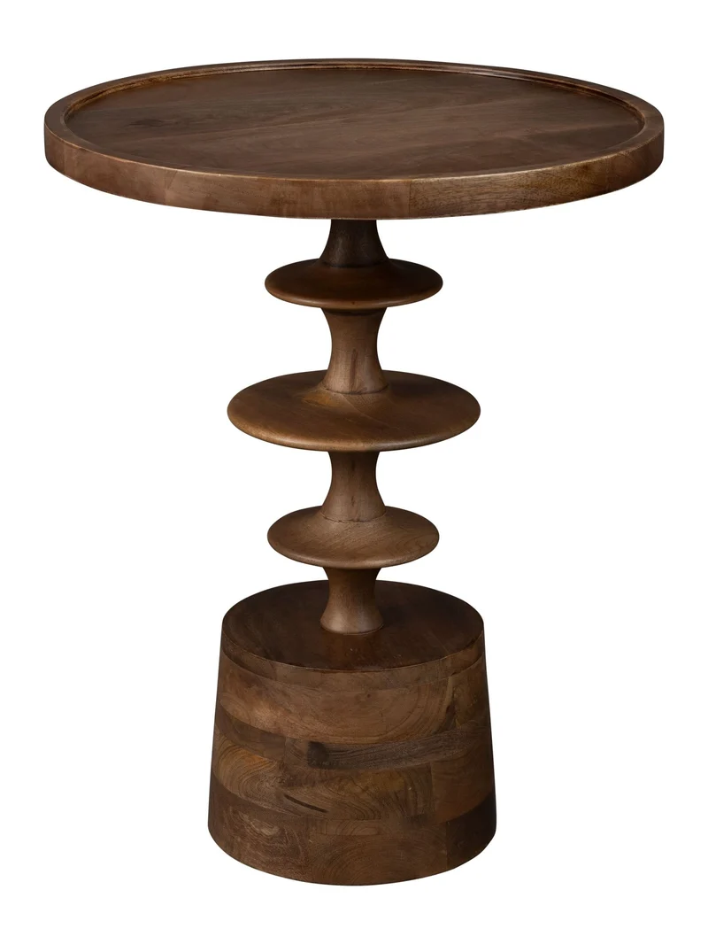 Beistelltisch Cath aus massivem Mangoholz mit Walnuss-Finish, rund