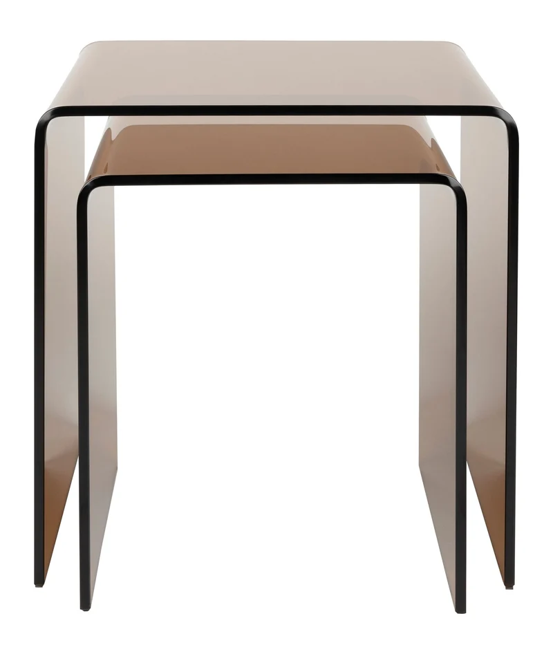 Beistelltisch Vetro 2er-Set aus Glas in Braun von Dutchbone