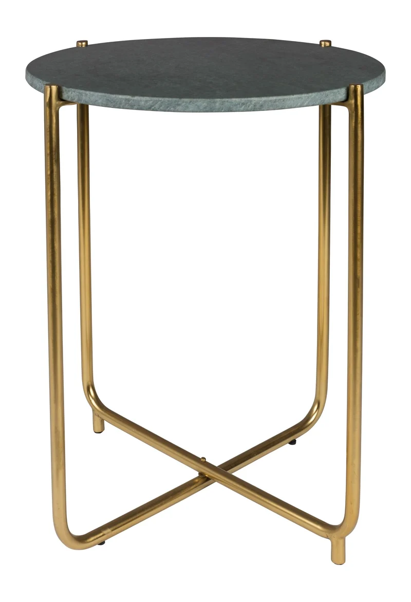 Beistelltisch Timpa aus Marmor mit goldenem Metallgestell, Grün