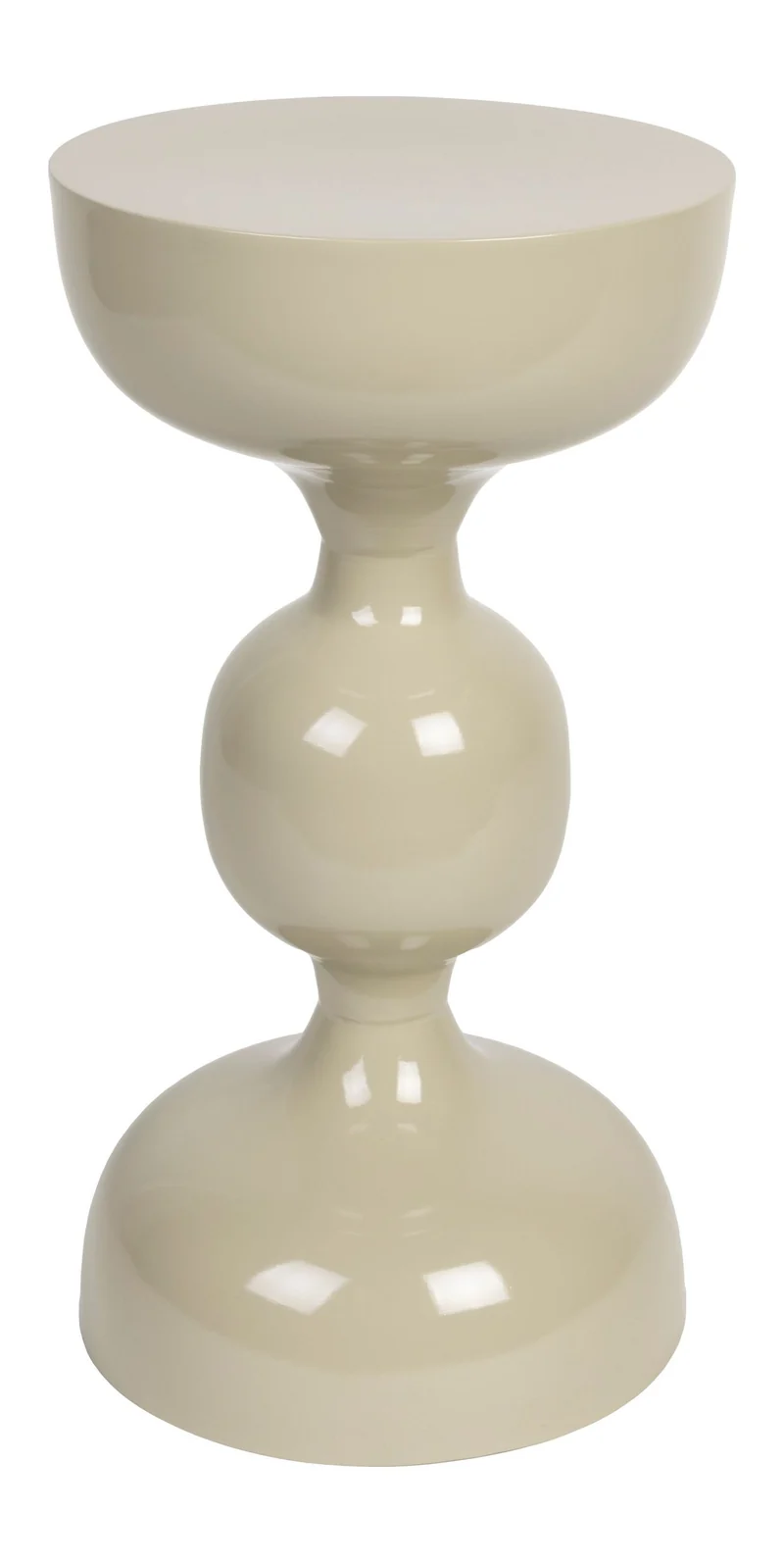 Beistelltisch Lars in Ivory, rundes Metall-Design mit Kugel-Optik